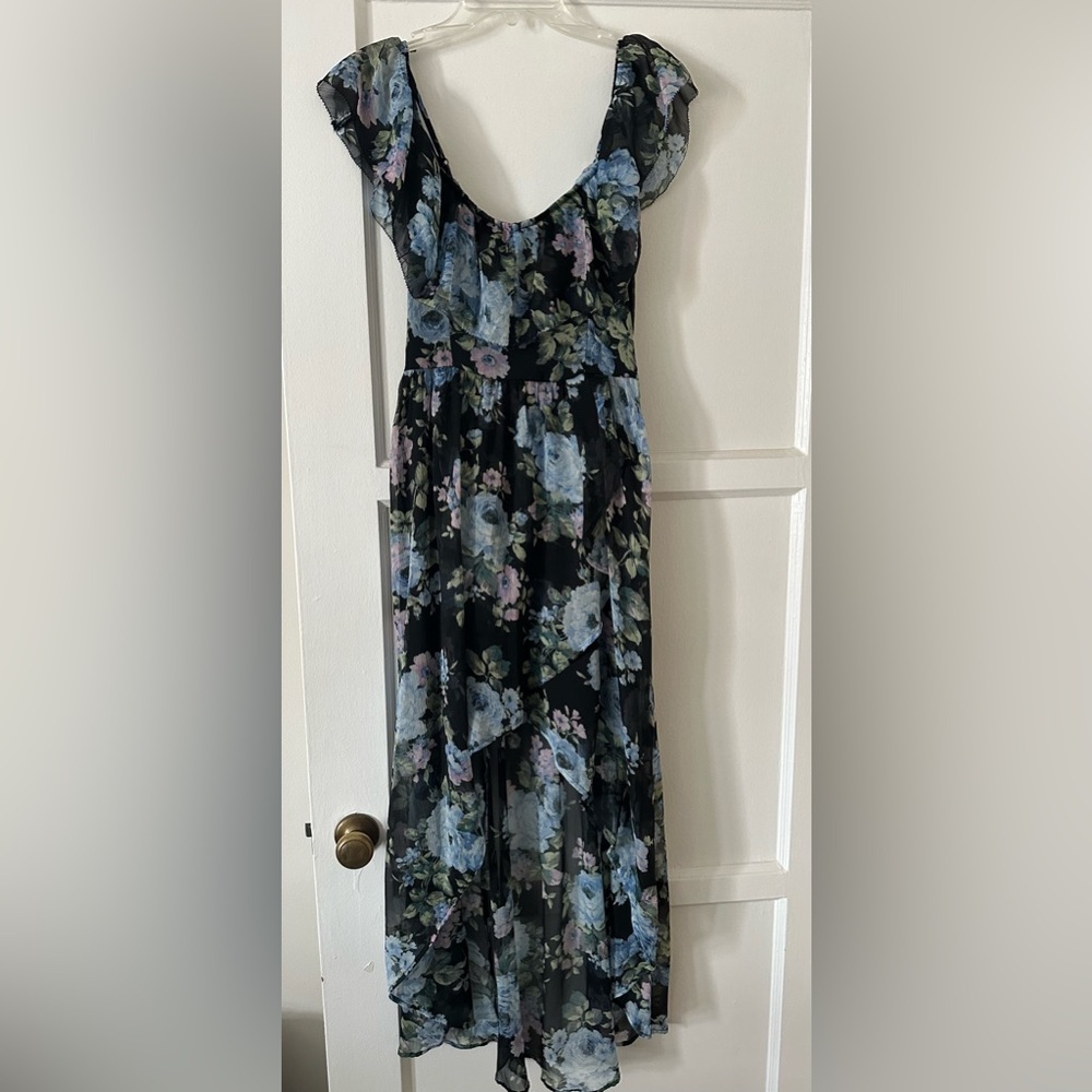 Abercrombie & Fitch Black and Blue Flutter Sleeve Sundress